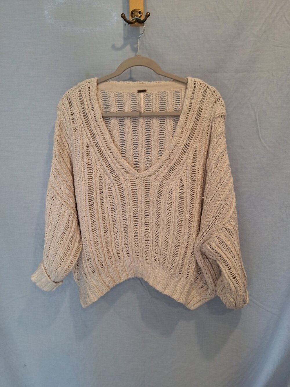 Free People chunky open knit oversized slouchy sweater M/L